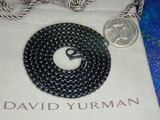 18.3 Grams 2.7mm David Yurman 26" Black Stainless Steel Box Link Chain Necklace