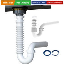 Flexible P Trap for Bathroom Sink, Flex Drain Pipe for Bathroom Sink Drain Ki...