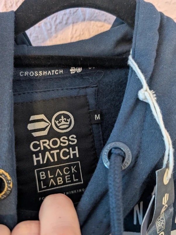 Crosshatch Black Label Men's Navy Graphic Hoodie Size M BNWT Streetwear image 9