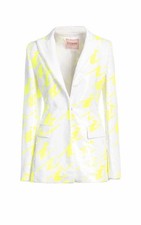 ICEBERG Women's White Yellow Geometric Sequin Notch Lapel Single-Breasted Blazer