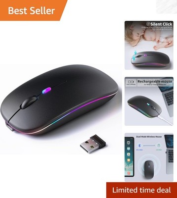 Elegant Bluetooth 5.2 Mouse with LED Lights   Silent, Portable, and Rechargeable