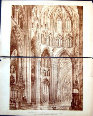 Old Liverpool Cathedral Bodley & Garner Interior Octagon 1886 Damaged 11 19th