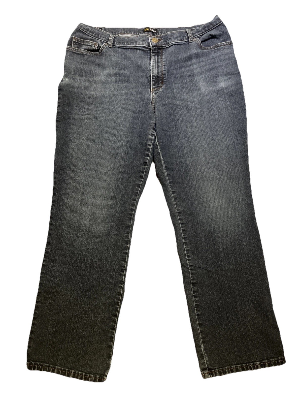 Lee Jeans Women’s Size 18 Short Relaxed Fit Straight Leg Blue Denim Casual Boho