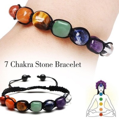 Pulsera Proteccion de la Suerte de 7 chakras Piedras Naturales Curativa Amuleto