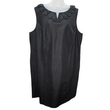 Talbots Woman Black Silk Blend Sheath Dress 22W Bow Neck Sleeveless NWT