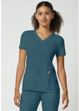 Cherokee iFlex 5 pockets Women's Short Sleeve Scrub Top CK605 -XS - Caribbean