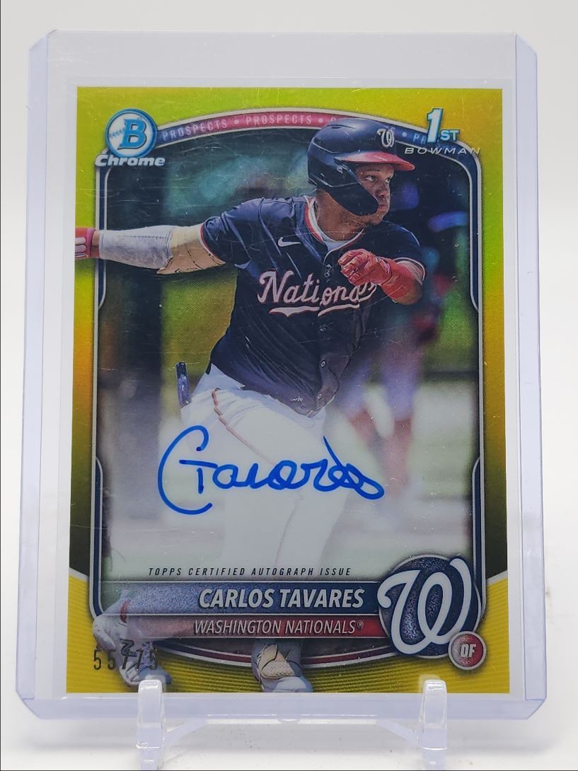CARLOS TAVARES 2025 BOWMAN CHROME 1ST AUTOGRAPH YELLOW AUTO /75 Q3917