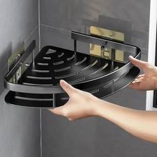 Corner Shower Shelf Aluminum Wall Mount No Drill Rack Bathroom Storage Holder