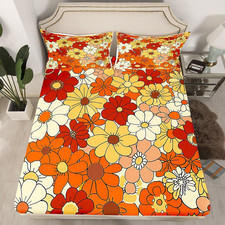 Castle Fairy 70S Vintage Floral Full Size Kids Fitted Sheet Bohemian Hippie