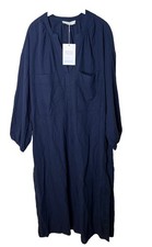 New Everlane The Gauze Kaftan Dress Organic Cotton Navy Blue Minimalist Medium