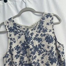 Terzo Millennio Women’s 100% Linen Blue & White Floral Shift Dress Medium 