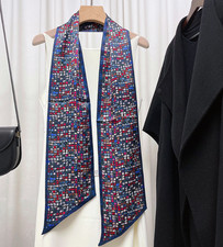 100 Mulberry Silk Neckerchief Scarf butterfly Print 150X16cm wrap Shape Bandana