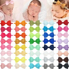 40 Colors Baby Bow Headbands 2.75 Hair Bows Super Soft Nylon Headbands for Baby