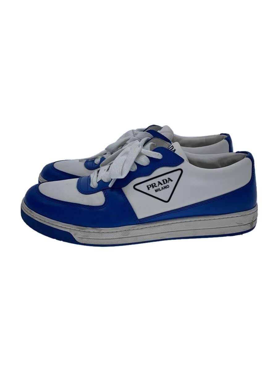 PRADA Triangle Logo Nylon and Leather Sneakers in Blue UK7.5 2EG401