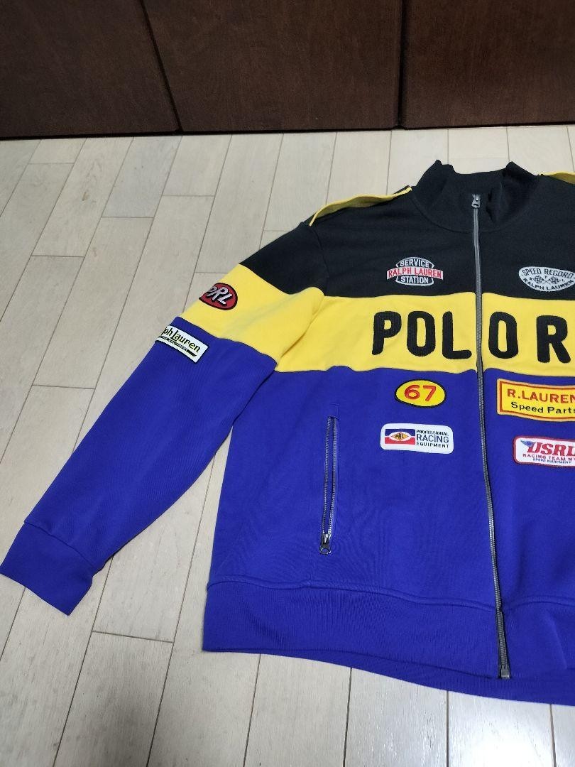 Polo Ralph Lauren Men's Racing Track Jacket Outerwear Patch Black Blue Yellow FS image 9