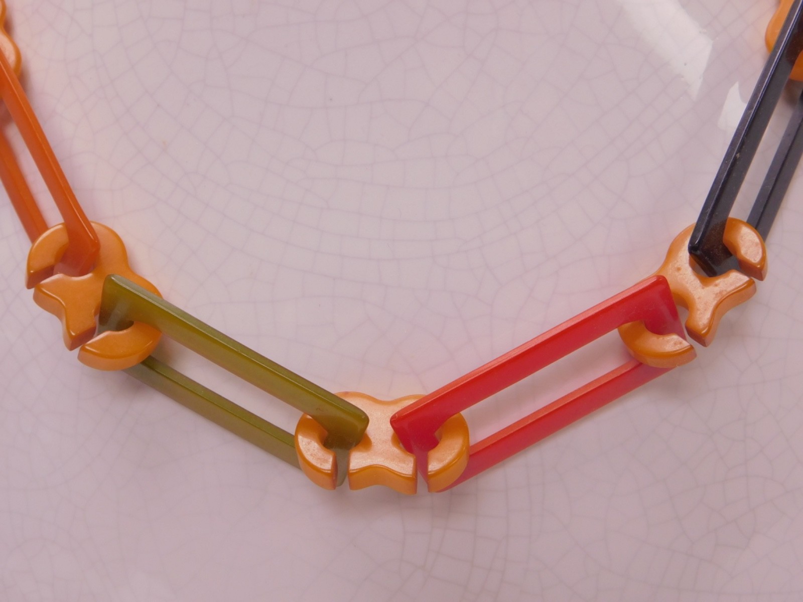 Vintage Bakelite Rectangular Link Necklace Multic… - image 4