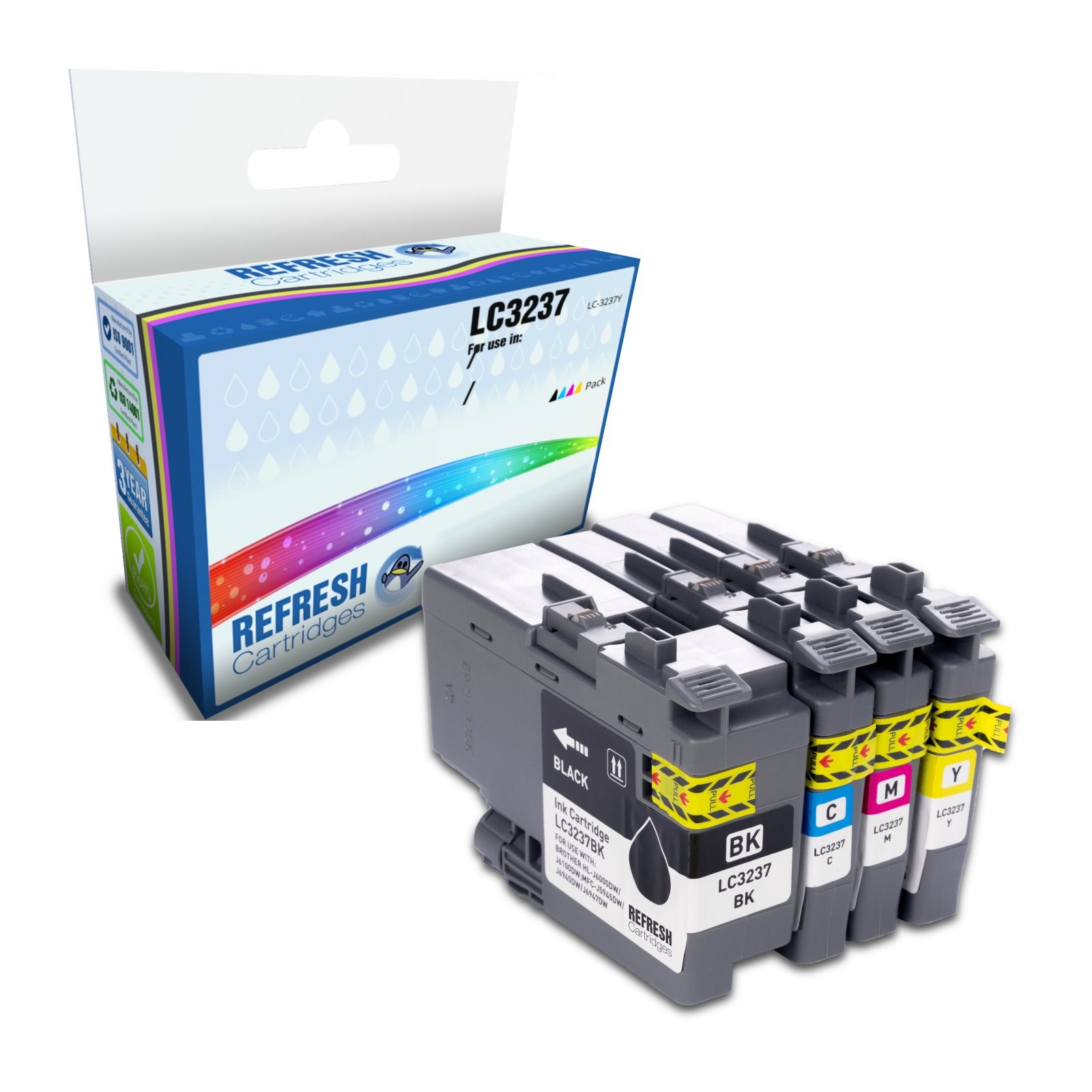 Refresh Cartridges Full Pack Of 4 LC3237 Ink Compatible With Brother Printers