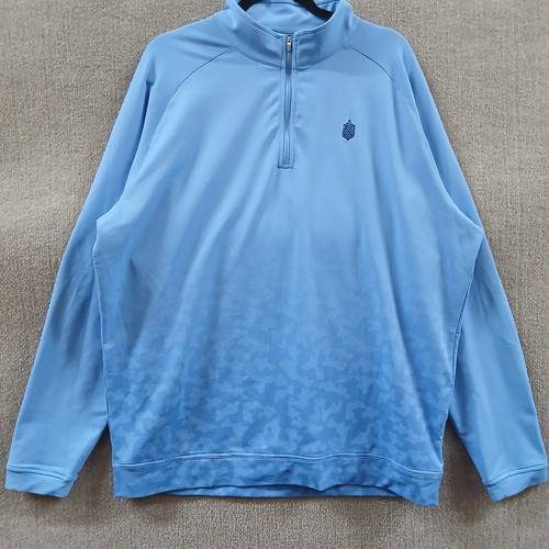 Peter Millar 1/4 Zip Shirt Mens XL Blue Perth Performance Dip Dye Camo Deepdale - Picture 8 of 10