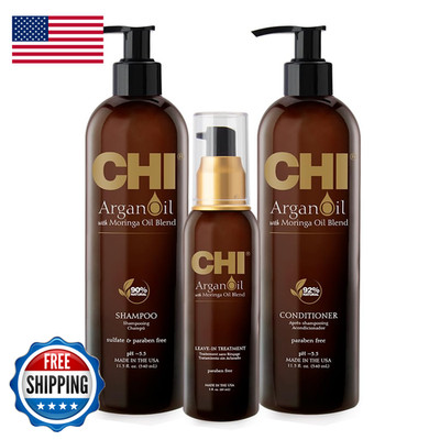 Chi Argan Oil Plus Moringa Oil Luxe Trio Kit Shampoo Conditioner And Moringa