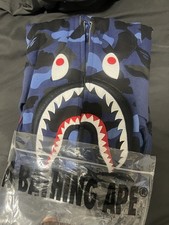 Bape Men's Blue Camo Full Zip Hoodie Size Medium 100 Authentic A Bathing Ape