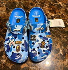 Crocs x Bape Clog Blue Camo Slip-On Adjustable Strap Men's US 10 (fast shipping)
