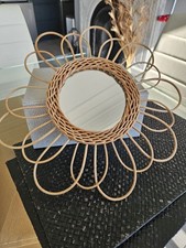 1 Specchio Girasole Rattan per Parete Fiore Rattan Specchio Boho Rattan