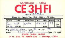 Santiago Chile CE3HFI QSL Radio Postcard