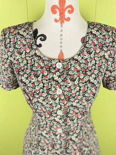 VTG CDC Caren Desiree & Co Women's 4 Short Sleeve Floral A-line Dress Retro EUC - Picture 2 of 11