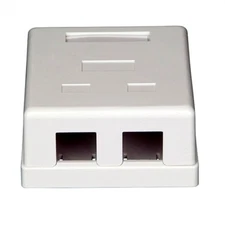 2-Port Dual Keystone Jack Surface Mount Housing Box - RJ45 RJ12 RJ11 - White