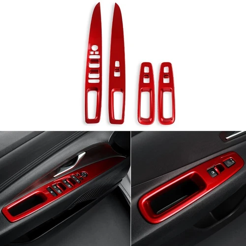 4x Gloss Red Window Lift Switch Control Panel Cover Trim For Hyundai Elantra N - Picture 1 of 4