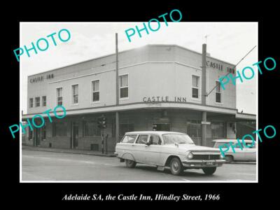OLD LARGE HISTORIC PHOTO OF ADELAIDE SA THE CASTLE INN HINDLEY St c1966