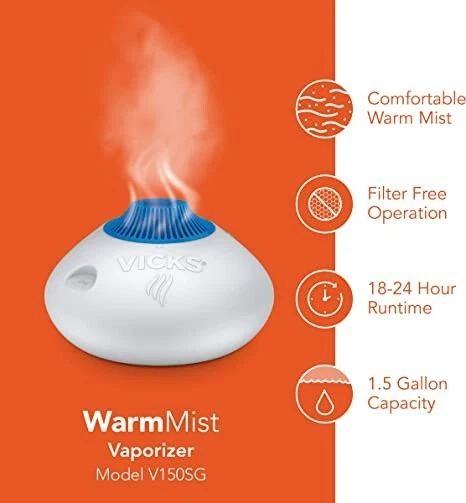 Vicks Warm Steam Vaporizer, Small to Medium Rooms, 1.5 Gallon Tank – Warm Mist - Image 2 of 4