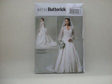 Butterick 5731 Wedding Gown w/Train Pattern Princess Kate Style Size 14-22