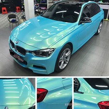 50FT Flat Blue Chameleon Coral Full Car Wrap Pearl Metal Vinyl Hood Sticker BO