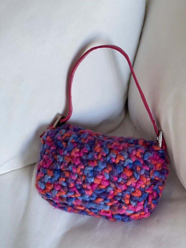 FENDI Vintage Wool Crochet Mama Baguette Bag - image 4