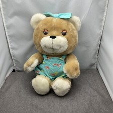 Vintage 1986 HASBRO SOFTIES GOOGLIES Teddy Bear Rolling Eyes Sleeping Doll Bibs