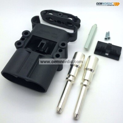 REMA BATTERY CONNECTOR DIN 320, PLUG with contacts, Standard Black Housing