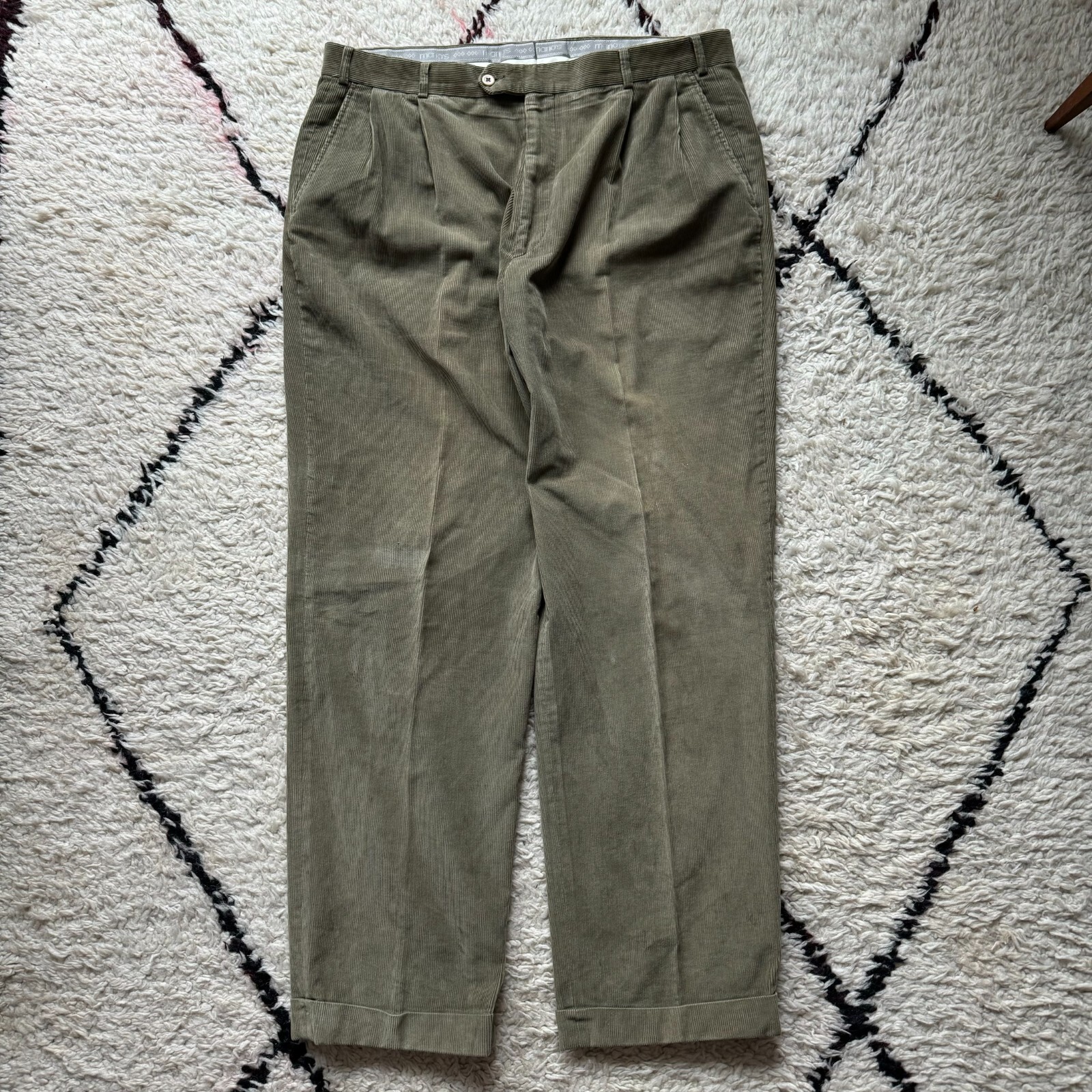 Mario's Pants Men's 40R (39x33) Corduroy Double Pleat Baggy Y2K Skate Italy Prep