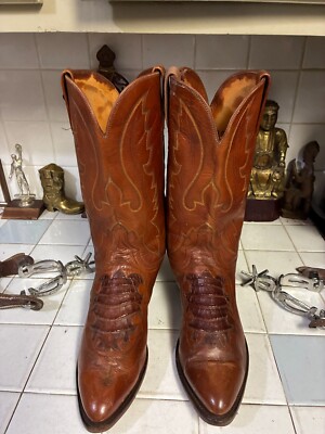 LUCCHESE 1883 ALLIGATOR INLAY WESTERN COWBOY DANCEHALL RANCH BOOTS USA 11 D