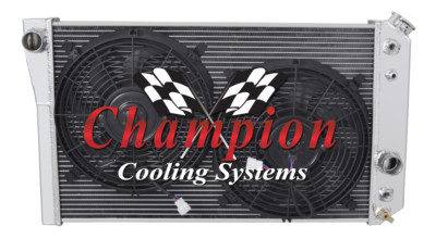 Atom Champion 3 Row Radiator,10'' Fans for 1984-1990 Chevrolet Corvette Small V8