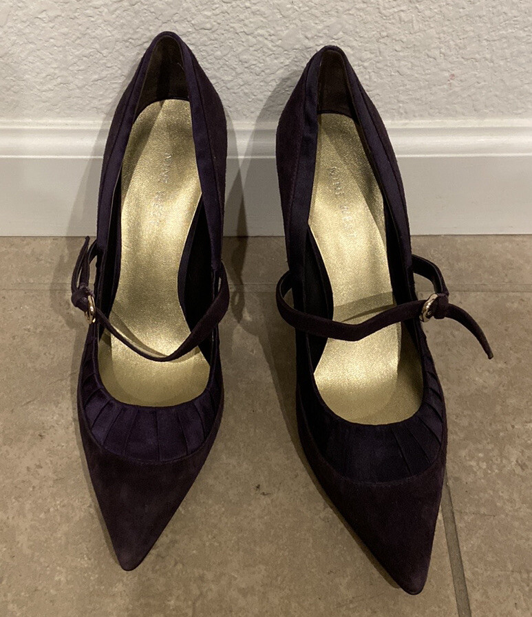 Nine West purple satin suede strap heels size