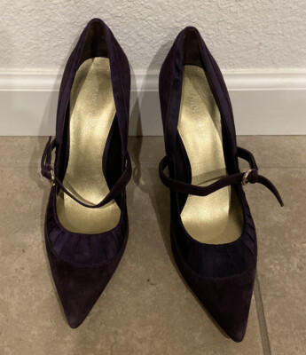Nine West purple satin suede strap heels size