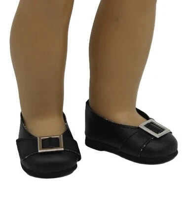 SOPHIA'S Classic Black Colonial Flats Shoes w/ Buckles fit 18" American Girl Size Doll