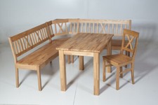 Truheneckbank Eckbank 194x154 Tisch 2 Stühle Wild Eiche massiv geölt ohne Kissen