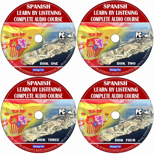 Spanish Language Course Learn By Licensing From Beginners To Advance 4x Audio CD