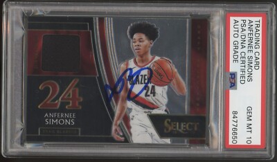 Anfernee Simons Signed 2018 Panini Select Relic RPA Psa/Dna GEM 