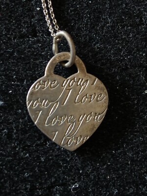 Tiffany Co Sterling Silver I Love You Medium Heart Charm