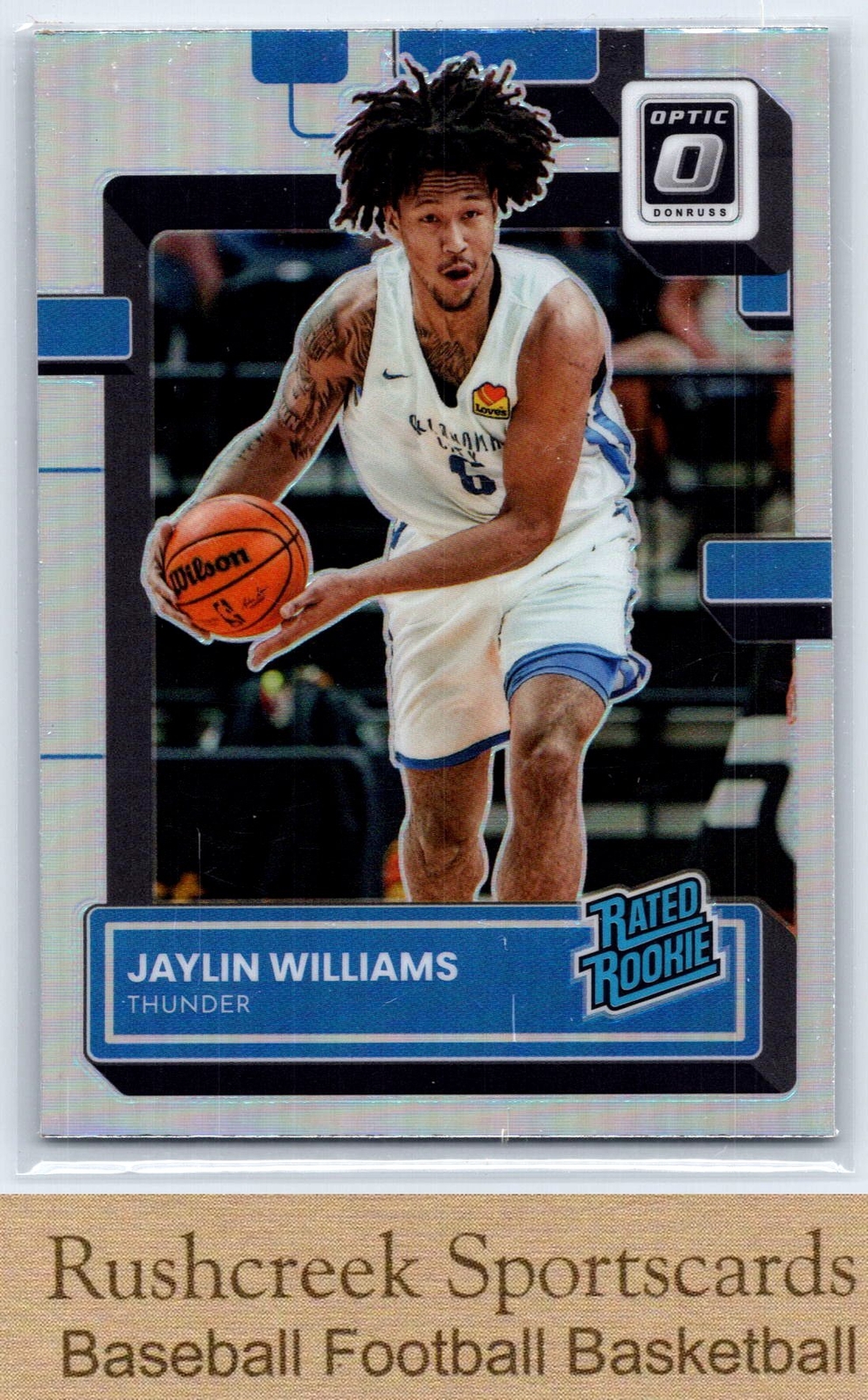 2022-23 Donruss Optic #246 Jaylin Williams Thunder RC Rookie Holo Silver Prizm