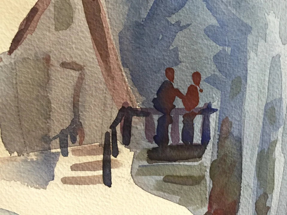 Pintura Original Acuarela Roland Haas Sin Marco "Winter Calm", Firmada, Mate Foto 2 de 4