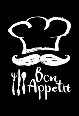 Holzschild 18x12 Bon Appetit Restaurant s/w Wand Deko Bar Kneipe Sammler Geschen